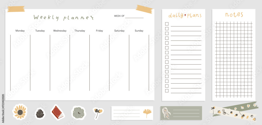 Cozy autumn weekly planner template with daily checklist and notes ...