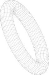 Abstract three dimensional torus wireframe shape. Futuristic geometric design element. Vector
