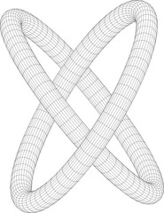 Abstract three dimensional torus wireframe shape. Futuristic geometric design element. Vector
