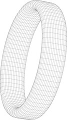 Abstract three dimensional torus wireframe shape. Futuristic geometric design element. Vector
