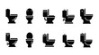 © IconSmith - Black Silhouette Toilet Icons Set – 10 Commode Symbols Vector