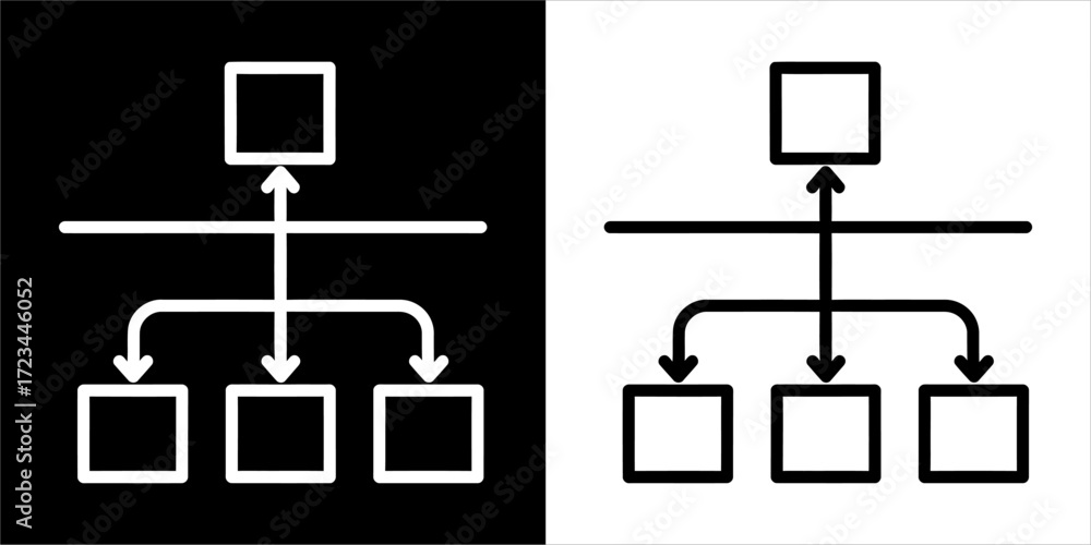 Hierarchical structure diagram showing a top-level element connected to ...