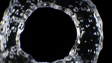 Water Vortex: Circular Liquid Motion on Black Background