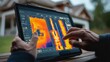 © Adib - Professional analyzing thermal imaging data on a tablet outdoors, showcasing advanced technology for building diagnostics and energy efficiency.