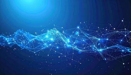 Wall Mural - Abstract blue background with glowing lines, stars, and a winter holiday design