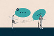 © deagreez - Collage with person surrounded by message bubbles symbolizing chatting communication online interaction business