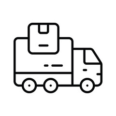 Wall Mural - a simple, flat line icon depicts a delivery truck carrying a package