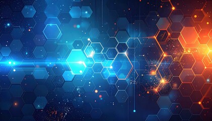 Wall Mural - Global data network connections form an abstract digital circuit pattern across a blue cyberspace background, symbolizing the intricate web of modern technology and communication