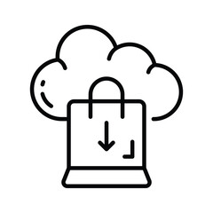 Wall Mural - cloud with shopping bag concept icon of cloud shopping in modern style