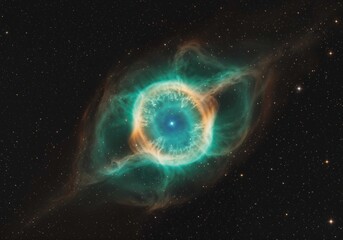 Wall Mural - Helix Nebula displays vibrant cosmic colors against a starry outer space backdrop