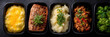 © Mind - Variety of low carb meal options in black containers
