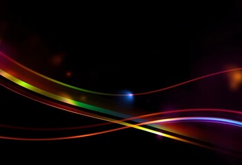 Wall Mural - Shimmering, multicolored abstract light streaks on black background ,  fantasy,  vibrant