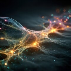 Wall Mural - Abstract Visualization of AI Learning Process with Colorful Neurons
