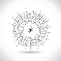 Spider on a web, isolated on white background