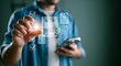 © ikhsan - Digital document verification with a smartphone, person interacting with virtual checkboxes and approved stamp icons