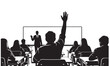 © Zulfa - Student Raising Hand in Classroom Setting Silhouette