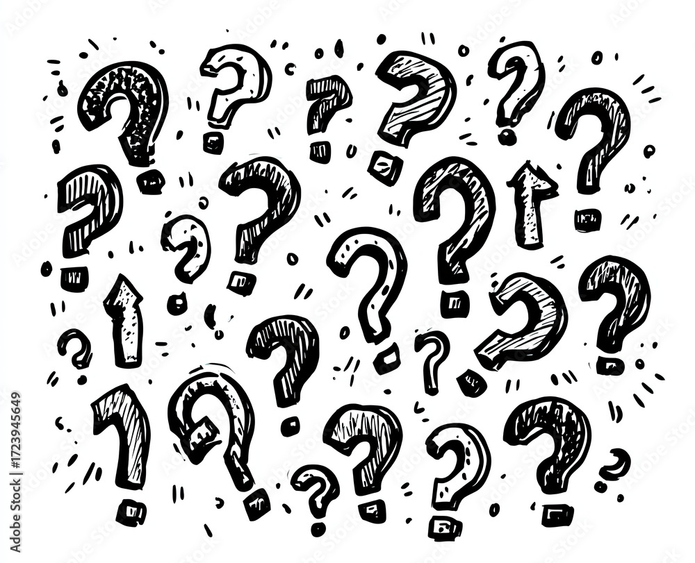 Hand-drawn question marks