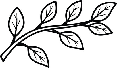 Vector Leaves branch with foliage organic silhouette design