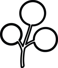 Vector Rounded tree branches abstract botanical drawing black and white silhouette design