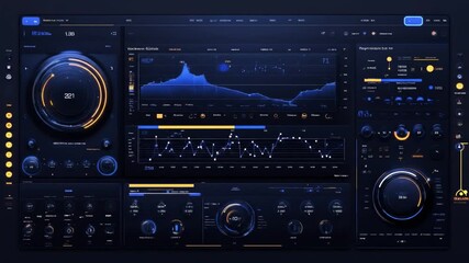 Futuristic digital dashboard with multiple data displays