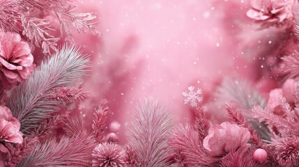 Wall Mural - pink christmas greeting card