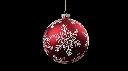 Wall Mural - red christmas ball ornament featuring white snowflake isolated on transparent background perfect for holiday projects