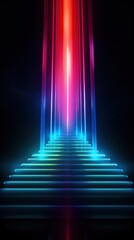 Wall Mural - Colorful neon RGB LED lights architecture futuristic lighting.