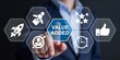 © Md - Business concept of value added with icons and a person's hand