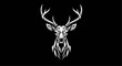 © Butterfly - Stylized deer head with geometric patterns and large antlers on a black background image design art