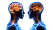 © xumbul - 3D rendering of a painful human shoulder and mind in profile on white background