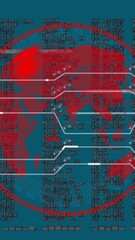 Wall Mural - Animation of data processing and diagrams over globe