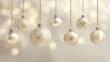 © Johannes - elegant cream christmas ornaments hanging bokeh background