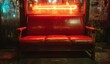 © lala - Red vintage couch in a dimly lit bar (1)