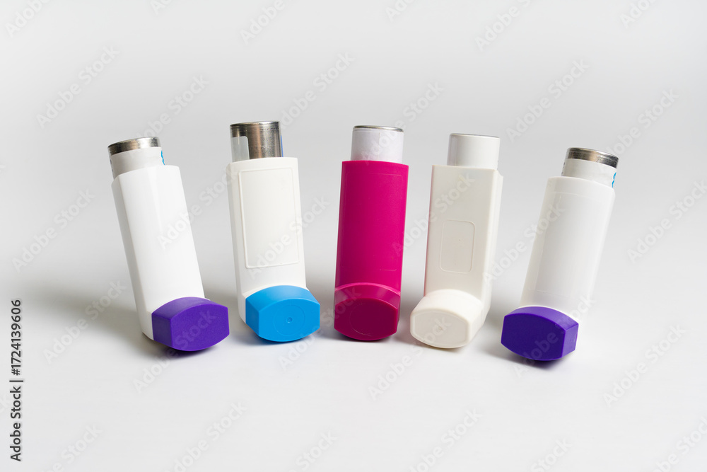 Foto De Stock Set Of Asthma Inhalers For Asthma And COPD Patients 