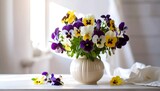 Bouquet of pansies in a vase