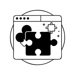 Vector art of puzzle piece integration line art web development and software engineering