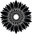 © farhanatisha - Black Silhouette of a Radial Floral Mandala or Sunburst Design white background