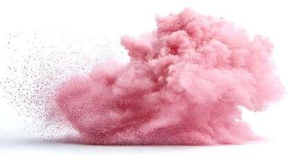 Wall Mural - A cloud of light pink powder explodes against a clean white backdrop