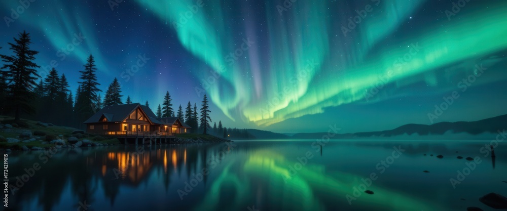 Northern Lights Over Lake A Dreamy Cabin Escape with the Aurora s Glow ...