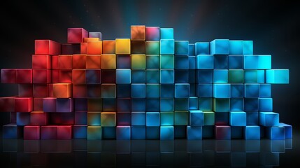 Wall Mural - colorful wall of blocks with the letters 