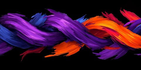 Wall Mural - colorful, wavy line of purple and orange hair. the colors are bright and bold, creating a sense of e