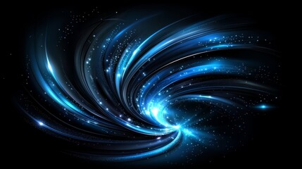 Wall Mural - Spiral of blue and white lights with a dark background. The spiral is made up of many small blue and white dots
