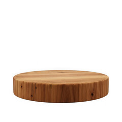 Wooden log slice podium isolated on transparent background