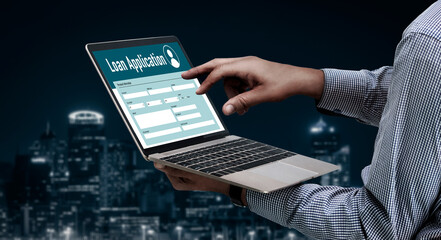 Wall Mural - Online loan application form for modish digital information collection on the internet network