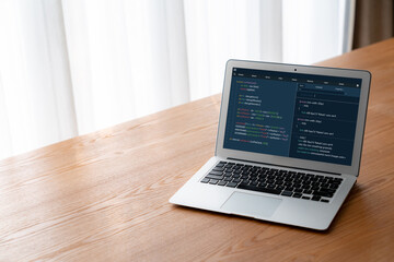 Software development programming on computer screen for modish application and program coding