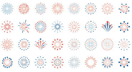 Festive fireworks exploding in the night sky during a patriotic celebration, creating a vibrant and colorful display of light and joy.