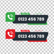 © graphicsobai - Call us button set with phone icon and number for contact, isolated on transparent background