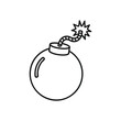 © Lull - Classic Bomb Icon with Burning Fuse. Simple outline of a vintage explosive with an ignited wick. It symbolizes danger, urgency, critical situations, or impending events.