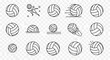 © golekduetdolaR - Collection of volleyball icons showing the ball in various states, including motion, being served, and stationary.