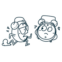 Wall Mural - cartoon cute doodle clock character